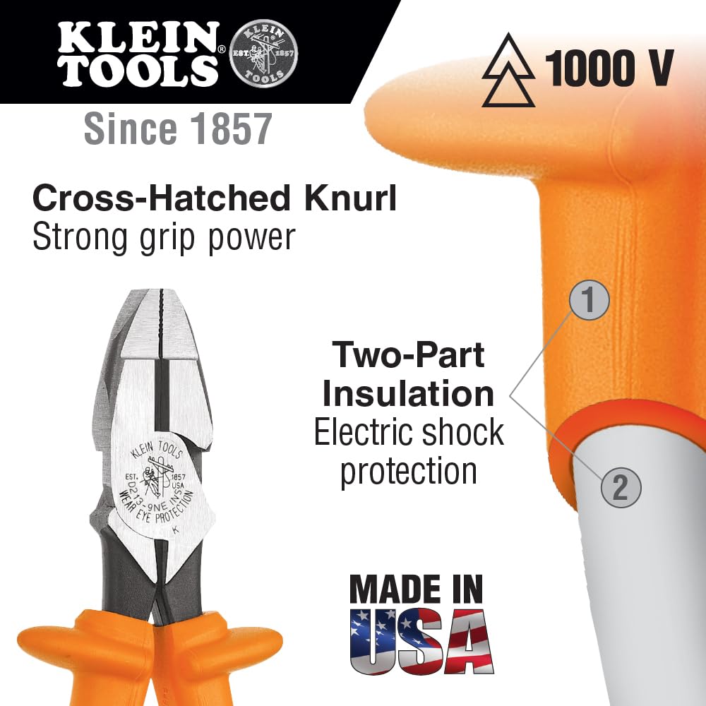 KLEIN TOOLS D213-9NE-INS | Pinzas De Corte Lateral | 1000 V | Alta Potencia