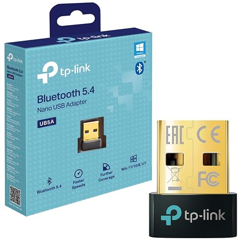 TP-Link UB5A, Adaptador Bluetooth 5.4 Compatible con Windows 11/10/8.1/8/Win 7/XP, para PC, Teclado, Mouse, Auriculares, Altavoces, Impresora