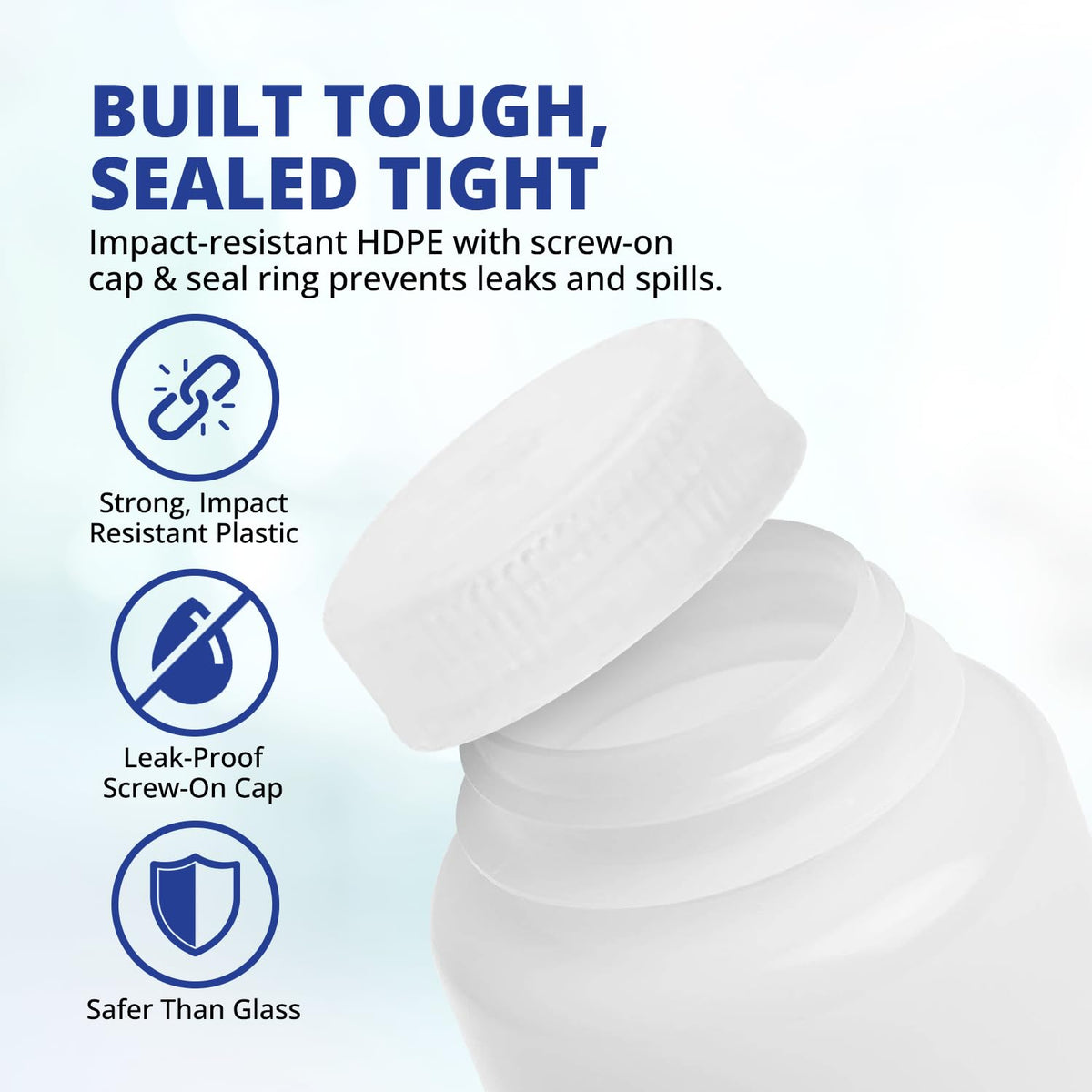 United Scientific 33409 - Botellas de reactivo de boca ancha de polietileno de alta densidad, capacidad de 500 ml (paquete de 12)