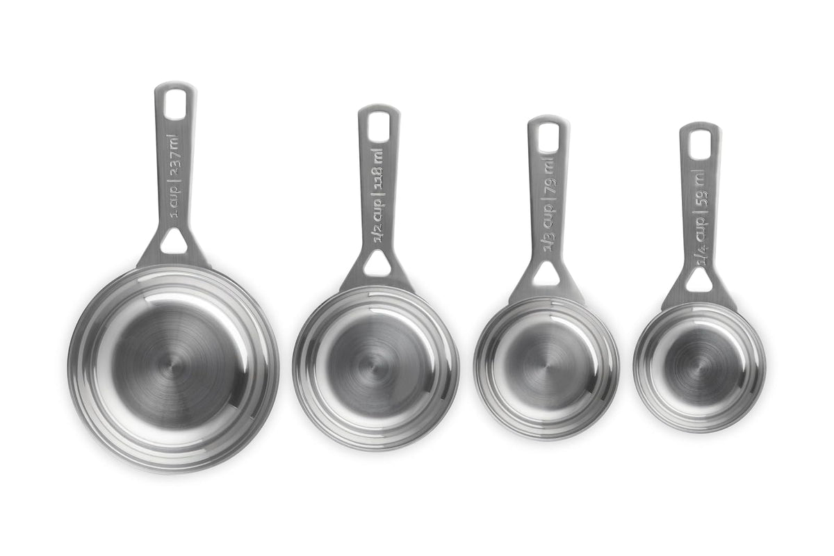 Le Creuset Juego de 4 tazas medidoras de acero inoxidable | El juego incluye: 1/4, 1/3, 1/2 y 1 taza