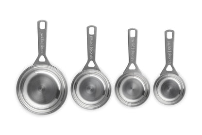 Le Creuset Juego de 4 tazas medidoras de acero inoxidable | El juego incluye: 1/4, 1/3, 1/2 y 1 taza
