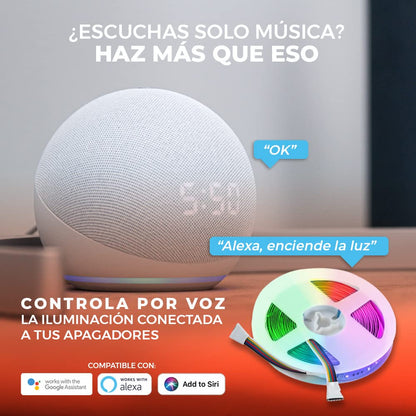 Tecnolite Connect - Tira LED, Iluminación Interiores y Exteriores, Conexión Wifi Indoor Smart Strip, 5M, Compatible con Alexa y App para Celular, 15 Watts, Luz RGB + Blanca Dinámica