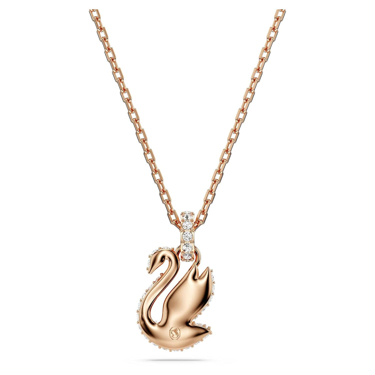 Swarovski Colgante swan, cisne, pequeño, negro, baño tono oro rosa