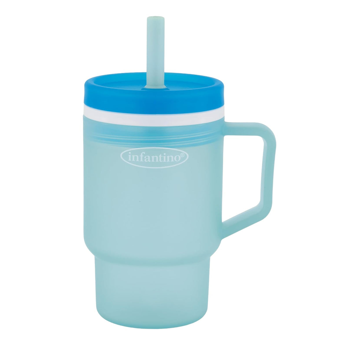 Infantino My 1st Vaso con Popote para Bebé, Manzana Verde - Azul (Moody Blue) - 1 Count (Pack of 1)