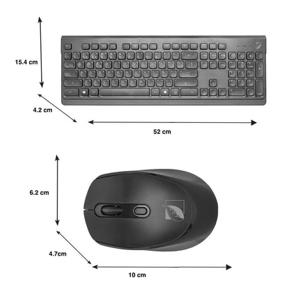 Green Leaf Kit de Teclado y Mouse para PC/Mac inalámbrico 10 m, Negro 18-8381BK