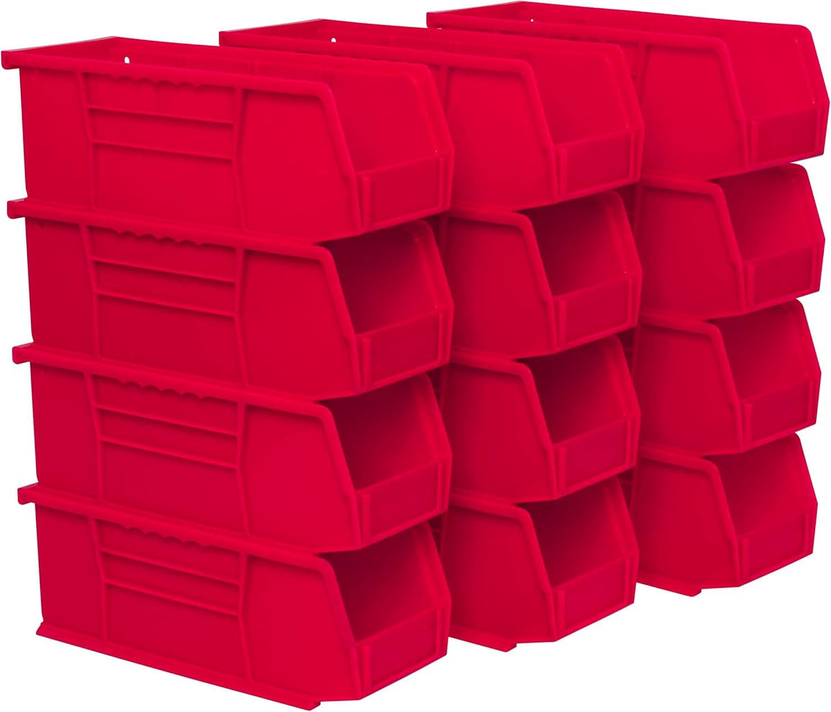 Akro-Mils 30224 Plastic Storage Stacking Hanging Akro Bin, 11-Inch by 4-Inch by 4-Inch, Red, Case of 12 - Rojo
