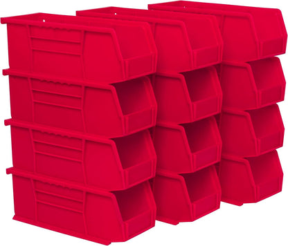 Akro-Mils 30224 Plastic Storage Stacking Hanging Akro Bin, 11-Inch by 4-Inch by 4-Inch, Red, Case of 12 - Rojo