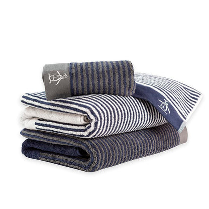 The Original Penguin, Toalla Manos 100% Algodón, Color Azul con Blanco, Pete Lines.