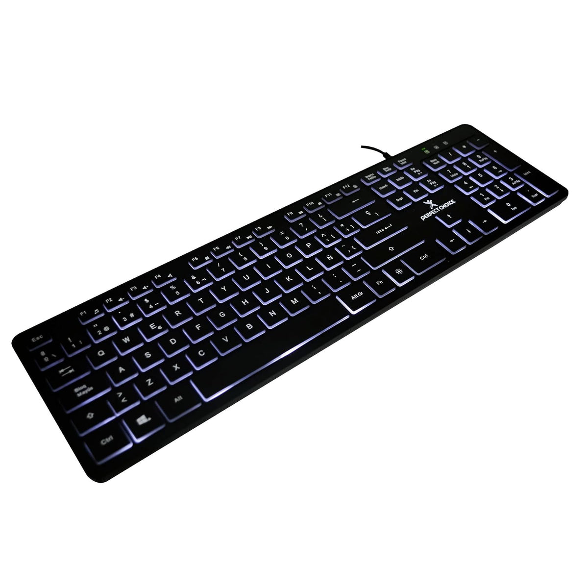 PERFECTCHOICE Teclado alámbrico Slim con iluminación Silencioso Backlight