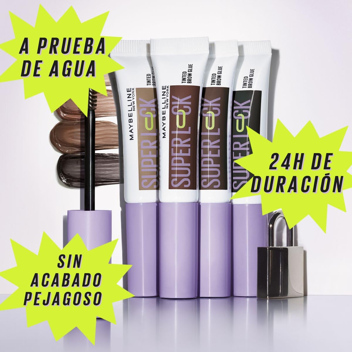 Maybelline Nuevo Gel de Cejas de Larga Duraci?n, Efecto Laminado, Superlock, Negro, 7 G, Gel para Cabello