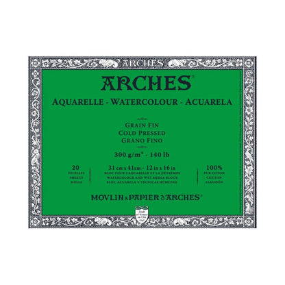 Arches Watercolor Paper Block, Cold Press, 12" x 16", 140 pound