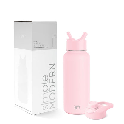 Simple Modern Summit Botella de Agua con Popote y Asa - 0.9 Litros - -Blush
