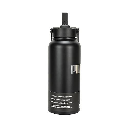 PUMA Evercat - Botella de agua de acero inoxidable de 32 onzas, Negro -, 32 Ounces