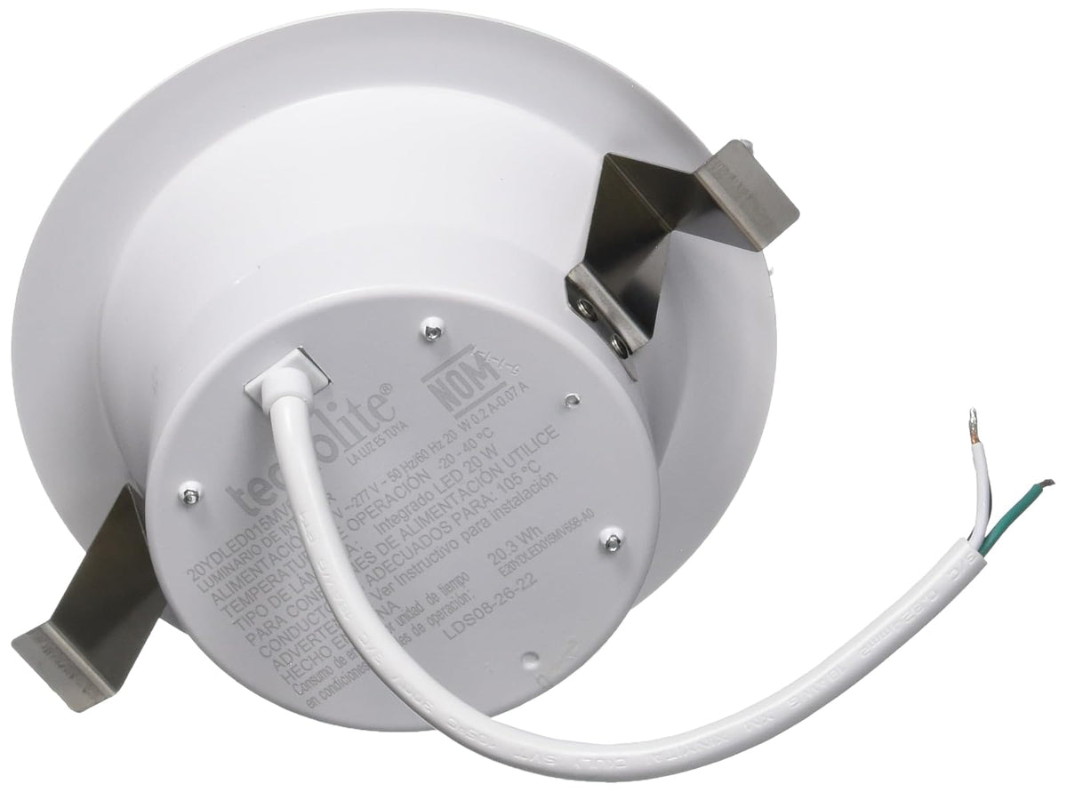 Tecnolite Lámpara Downlight LED Empotrable 20 W, Luz de Día, No atenuable, LED integrado