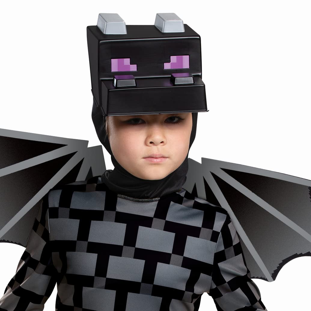 Minecraft Ender Dragon Disfraz para niños, traje de personajes inspirado en videojuegos, talla clásica para niños, talla S (4-6), negro