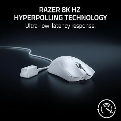Razer Viper V3 Pro Mouse Inalámbrico para Esports: Simétrico - Peso 54g - Sondeo De 8K - Sensor Óptico De 35K dpi - Interruptores Ópticos Gen3-8 Botones Programables - Batería De 95 Horas - Blanco