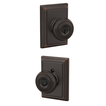Schlage Perilla para Puerta Interior Varios Acabados - Aged Bronze - Addison - Entrada con llave