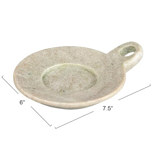 Creative Co-Op - Plato de mármol tallado a mano con asa, color beige