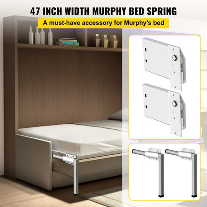 VEVOR Kit de Accesorios de Murphy Cama de Montaje Horizontal para Pared, Mecanismo de Muelles Resistente, Bricolaje para Tamaño Queen Individual, Blanco, 38 * 28.5 * 6