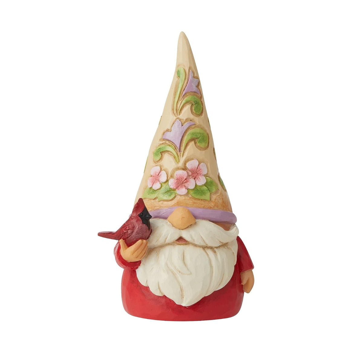 Enesco Jim Shore Heartwood Creek Gnomo sosteniendo una Figura Cardenal, 4.72 Pulgadas, Multicolor