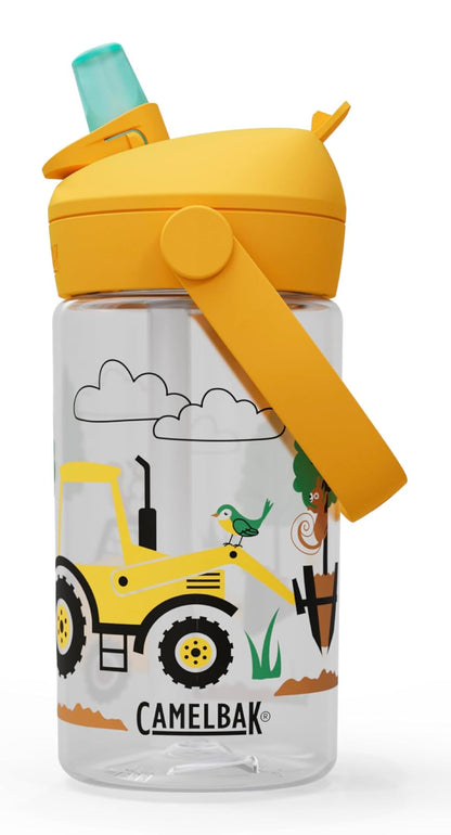 CamelBak Thrive Flip Straw Kids Botella con Popote, 400 ml - Tractores y árboles