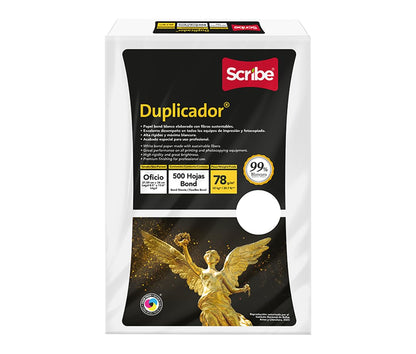 Scribe, Duplicador®, Papel Bond, Tamaño Oficio, 78 g/m², Paquete 500 hojas, Color Blanco