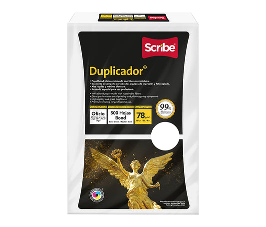 Scribe, Duplicador®, Papel Bond, Tamaño Oficio, 78 g/m², Paquete 500 hojas, Color Blanco
