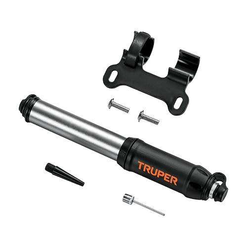 Truper BOM-MI-X, Mini Bomba Manual para Bicicleta, abatible, 30 PSI