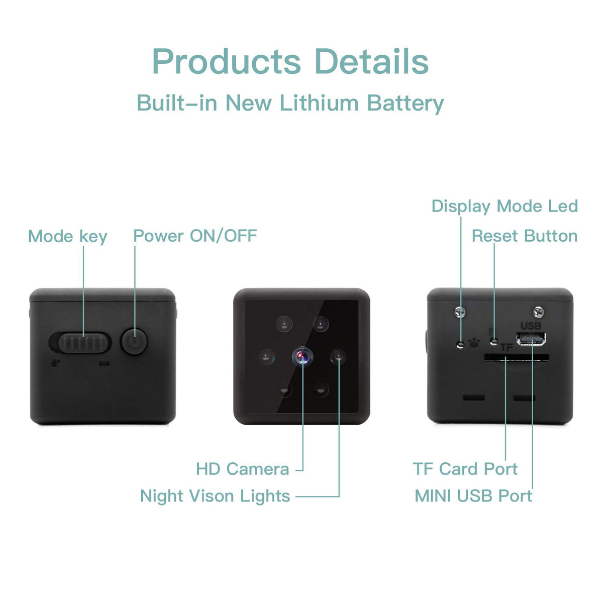Hertekdo - Mini Cámara, Mini Camara 1080P HD Cámara de Seguridad con Visión Nocturna Detección de Movimiento Grabación en Bucle Mini Camara para Interiores o Exteriores Admite Tarjeta Micro SD 128GB