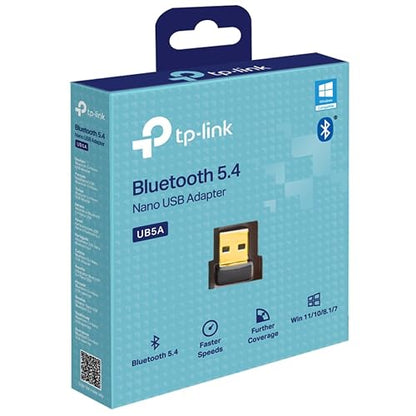 TP-Link UB5A, Adaptador Bluetooth 5.4 Compatible con Windows 11/10/8.1/8/Win 7/XP, para PC, Teclado, Mouse, Auriculares, Altavoces, Impresora
