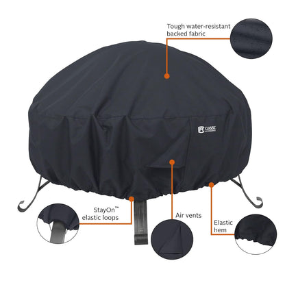 Classic Accessories 55-553-010401-00 Round Fire Pit Cover, 36", Black