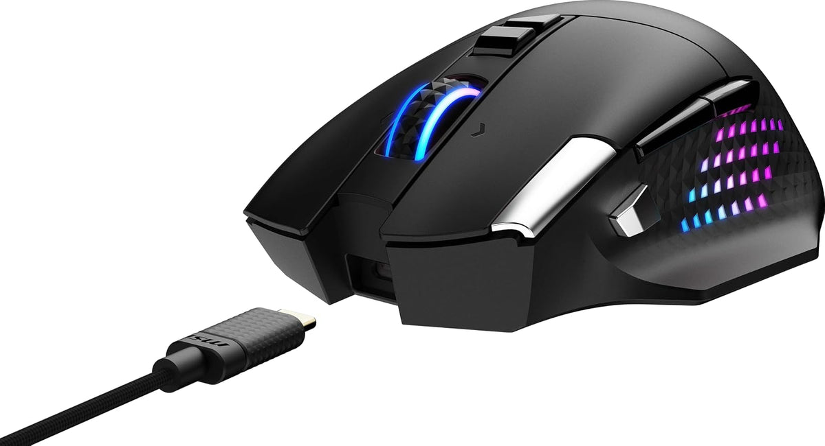 MSI Versa Pro W - Mouse para Juegos, 26000 dpi, 70 M+ Clics, OMRON Micro Interruptor óptico, Sensor óptico, diseño ergonómico de Mano ambitextro, luz RGB