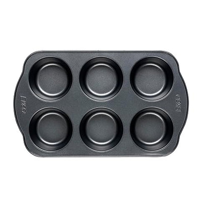 Ekco - Molde para Hornear Muffins, Magdalenas, Mantecadas, Ekco Evolution, Color Negro, Acero inoxidable con Antiadherente, 6 Tazas