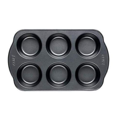 Ekco - Molde para Hornear Muffins, Magdalenas, Mantecadas, Ekco Evolution, Color Negro, Acero inoxidable con Antiadherente, 6 Tazas