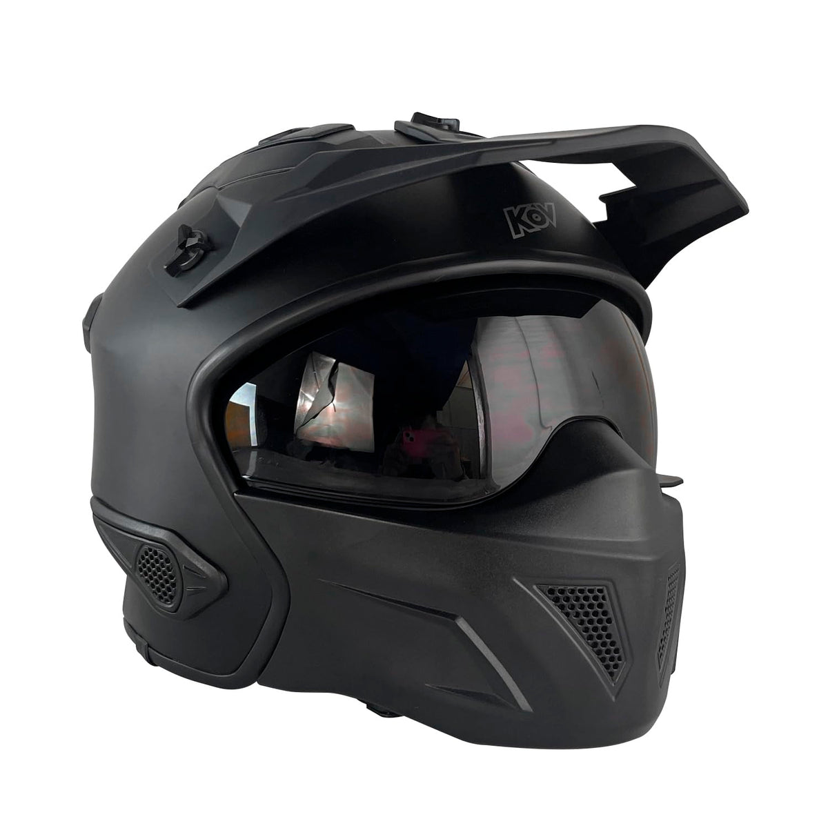 KOV Casco Rock-O Negro Mate Modular MENTONERA Desmontable - XL