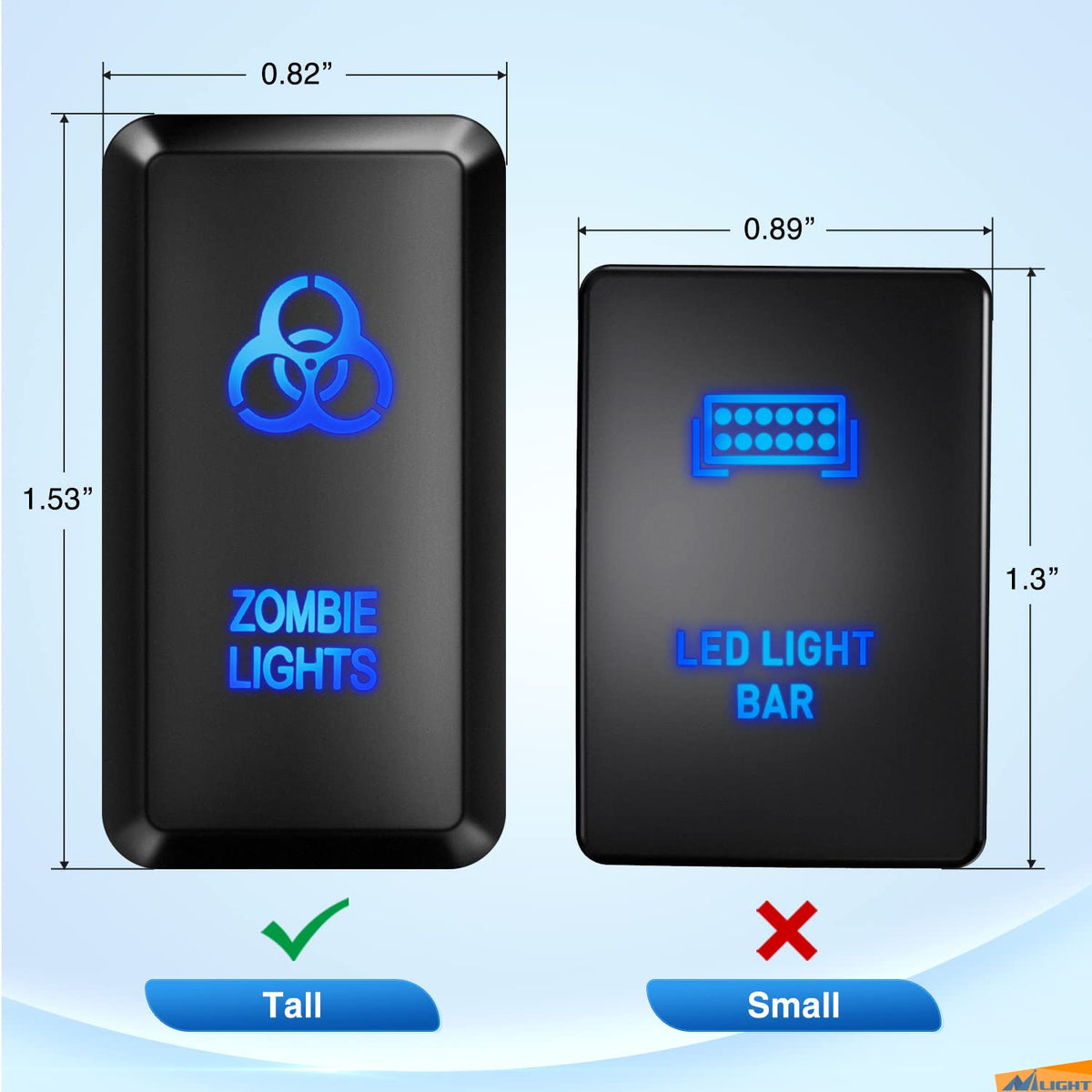Nilight Interruptor de Botón Luces Zombi 12V con Kit Cable Conector
