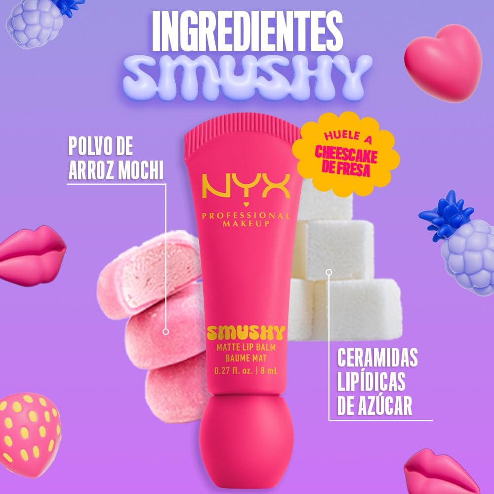 NYX Professional Makeup, Smushy Bálsamo de Labios Matte - Tono Soft Sorbet