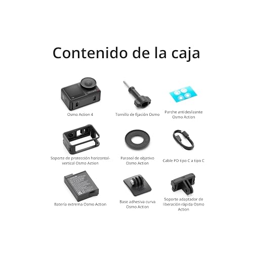 DJI Pack Estándar Osmo Action 4, cámara de acción 4K/120 fps | Sumergible, sensor de 1/1.3 pulgadas, gran rendimiento con poca luz, color D-Log M de 10 bits, batería 1770 mAh