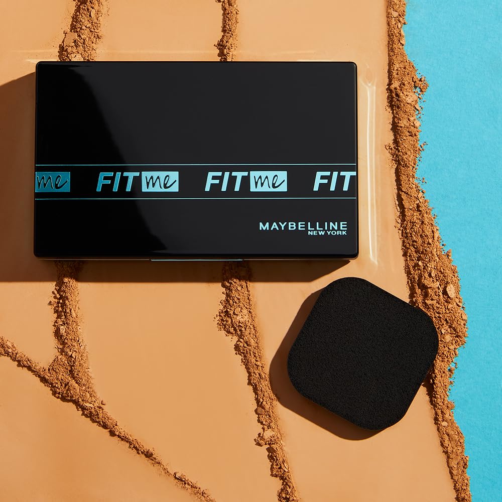 Maybelline Base de Maquillaje en Polvo Fit Me, NATURAL BUFF 230, 9 gr, controla brillo por 24h, con protector solar, resistente al agua, sudor y humedad