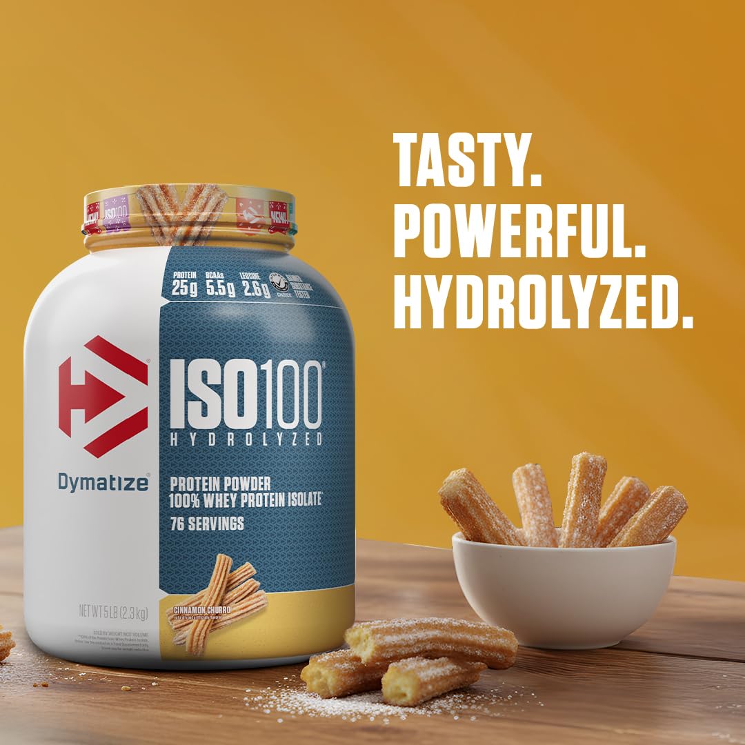 Dymatize ISO100 Proteína Aislada Hidrolizada de Suero, Cinnamon Churro, 5 libras, 25 gr proteína por porción, Sin Gluten