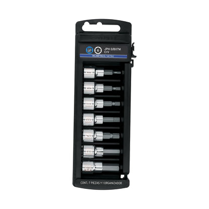 Truper JPH-3/8X7P Juego de Dados Punta Hexagonal, 7 Piezas - Milimetrico