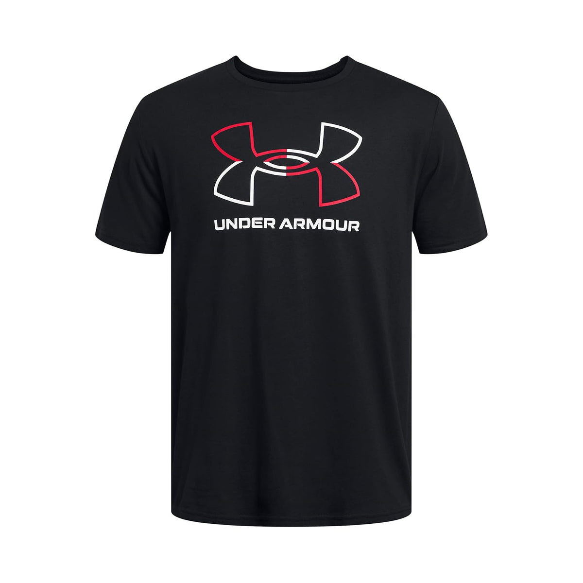 Under Armour Global Foundation - Playera de Manga Corta Playera para Hombre - (001) Negro - Rojo - Blanco - XXL Alto
