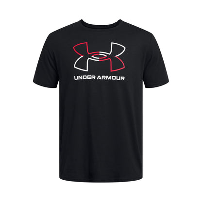 Under Armour Global Foundation - Playera de Manga Corta Playera para Hombre - (001) Negro - Rojo - Blanco - XXL Alto