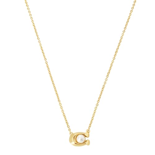 COACH - arete de corazón esmaltado - Una talla - Perla dorada