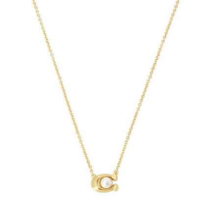 COACH - arete de corazón esmaltado - Una talla - Perla dorada