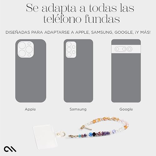 Case-Mate - Abalorio de teléfono con cristales de abalorio | Correa de teléfono desmontable antirrobo | Correa de muñeca para iPhone manos libres para mujer | Pulsera de cadena de teléfono - Se adapta