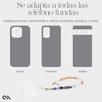 Case-Mate - Abalorio de teléfono con cristales de abalorio | Correa de teléfono desmontable antirrobo | Correa de muñeca para iPhone manos libres para mujer | Pulsera de cadena de teléfono - Se adapta