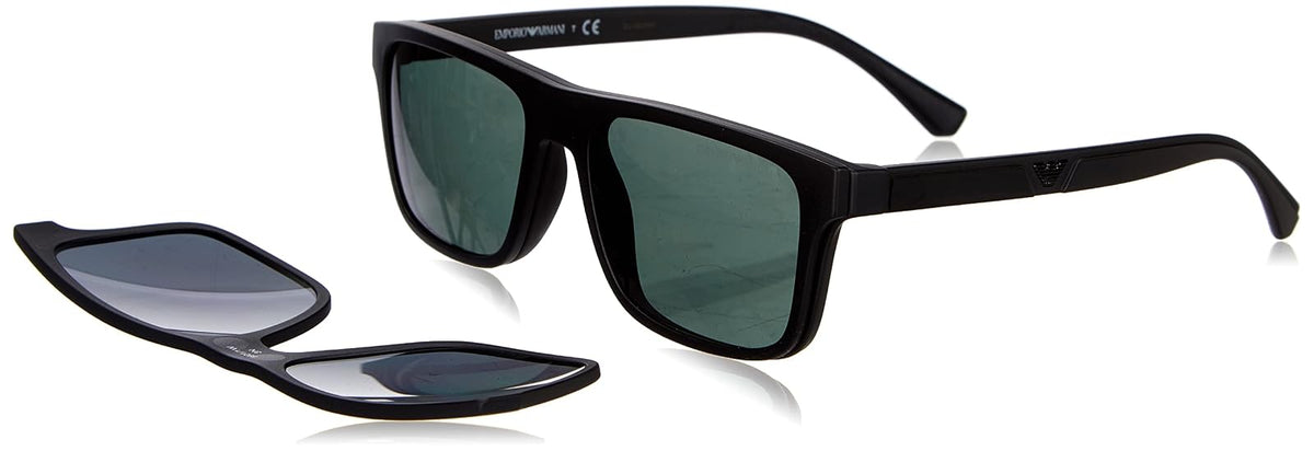 Emporio Armani Ea4115 - Marcos para anteojos graduadas para hombre con dos clips intercambiables rectangulares