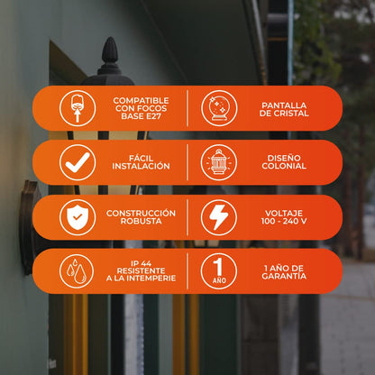 Tecnolite Lámpara LED de Exterior H-1190/S, Base E27, IP44, 100-240 V, Satinado