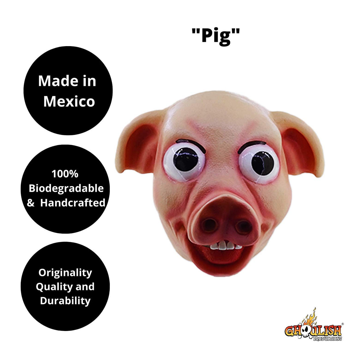 Máscara de Cerdito Divertida Disfraz de Puerco de Latex Cerdo de Caricatura Mascarilla de Cochino por Ghoulish Productions